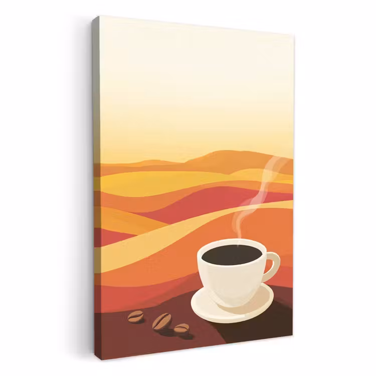 KitchenYeah - Küche - Leinwand - Kaffee - Landschaft - Orange - Kaffeebohnen — 1