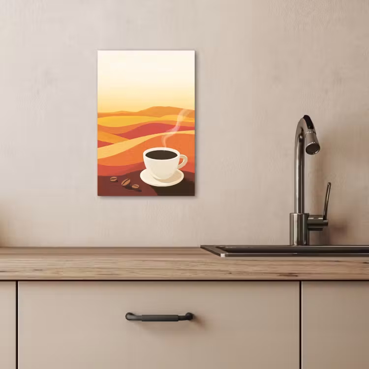 KitchenYeah - Küche - Leinwand - Kaffee - Landschaft - Orange - Kaffeebohnen — 3