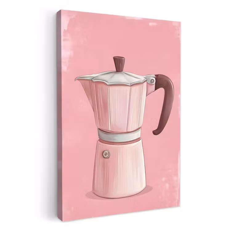 KitchenYeah - Küche - Leinwand - Rosa - Becher Kanne - Illustration - Kaffee — 1