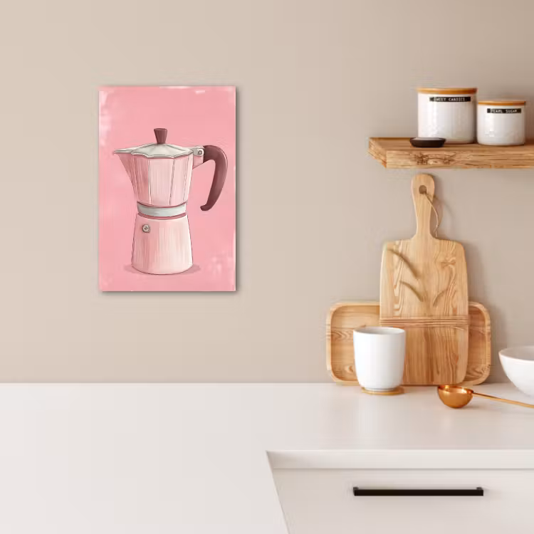 KitchenYeah - Küche - Leinwand - Rosa - Becher Kanne - Illustration - Kaffee — 3