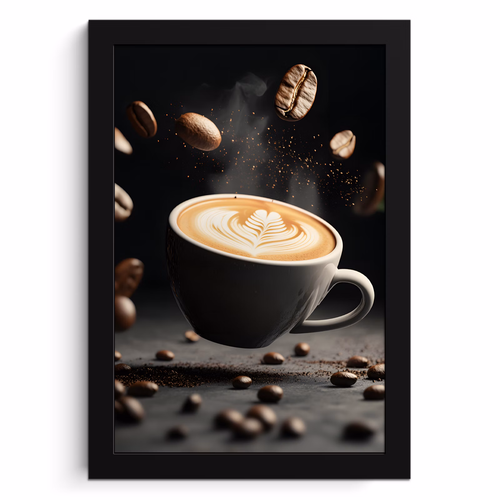 Bilder mit Rahme - Cappuccino - Tasse - Bohnen - Braun — 1