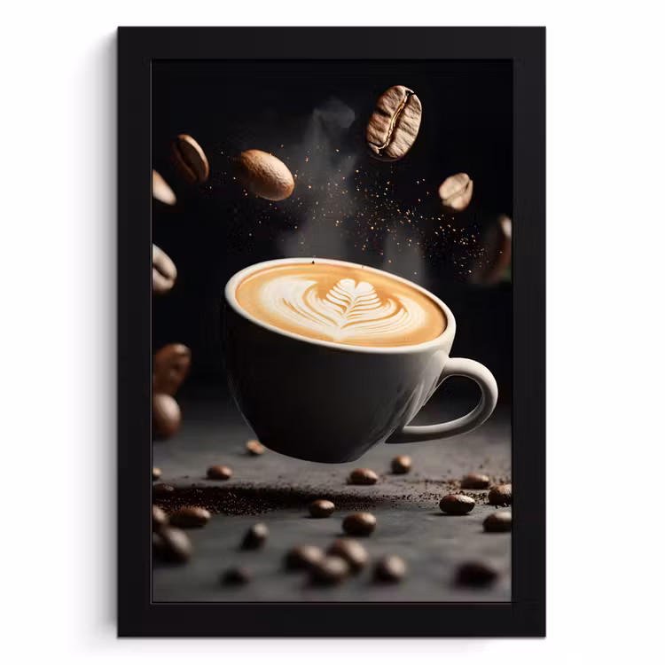 Bilder mit Rahme - Cappuccino - Tasse - Bohnen - Braun — 1