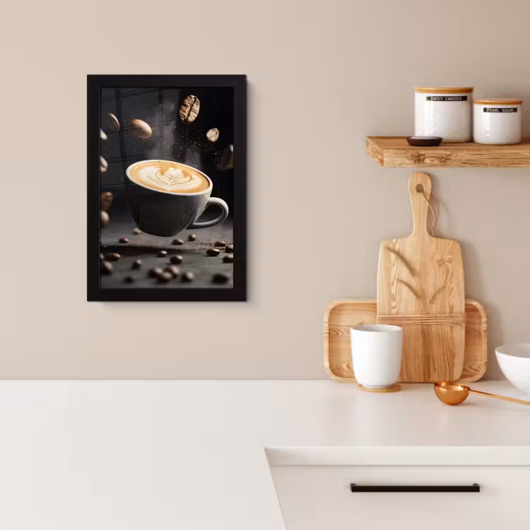 Bilder mit Rahme - Cappuccino - Tasse - Bohnen - Braun — 2