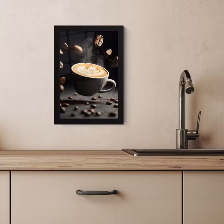 Bilder mit Rahme - Cappuccino - Tasse - Bohnen - Braun — 4