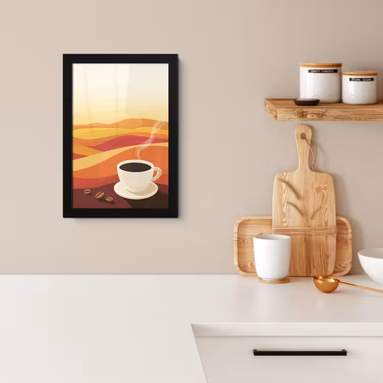 Bilder mit Rahme - Kaffee - Landschaft - Orange - Kaffeebohnen — 2
