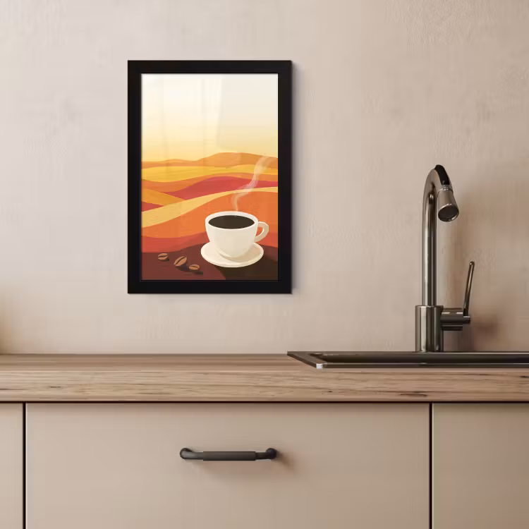 Bilder mit Rahme - Kaffee - Landschaft - Orange - Kaffeebohnen — 3