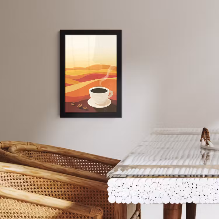 Bilder mit Rahme - Kaffee - Landschaft - Orange - Kaffeebohnen — 4