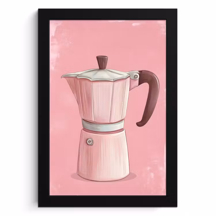 Bilder mit Rahme - Rosa - Becher Kanne - Illustration - Kaffee — 1