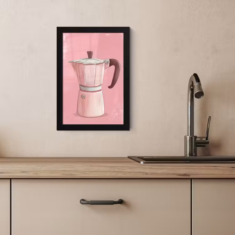 Bilder mit Rahme - Rosa - Becher Kanne - Illustration - Kaffee — 3