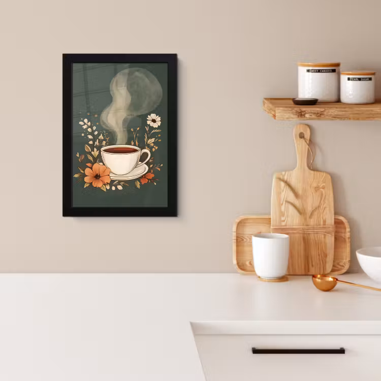 Bilder mit Rahme - Tasse - Blumen - Grün - Kaffee — 2
