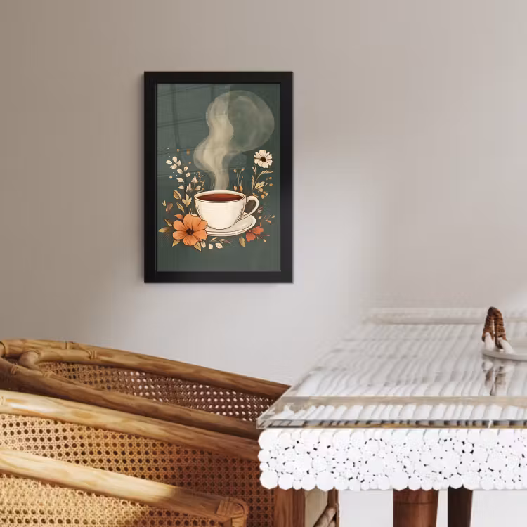 Bilder mit Rahme - Tasse - Blumen - Grün - Kaffee — 3