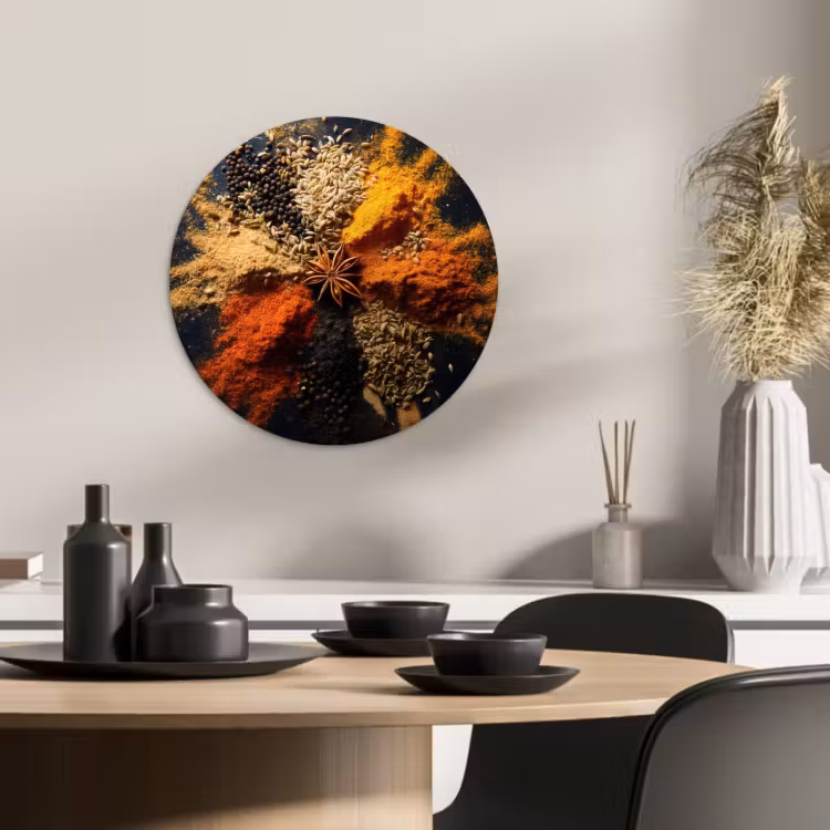 KitchenYeah - Küche - Forex Wandkreis - Gewürze - Explosion - Orange — 1