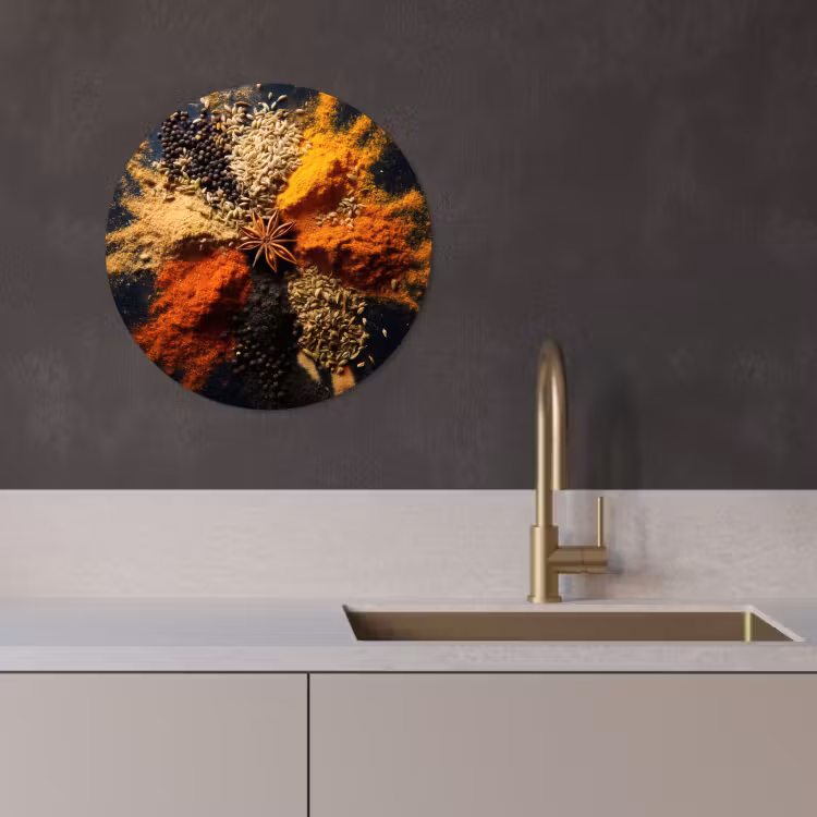 KitchenYeah - Küche - Forex Wandkreis - Gewürze - Explosion - Orange — 2