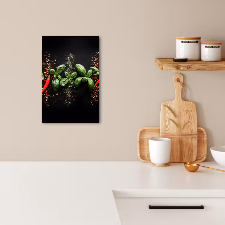 KitchenYeah - Küche - Leinwand - Chili - Basilikum - Blätter - Rot — 4