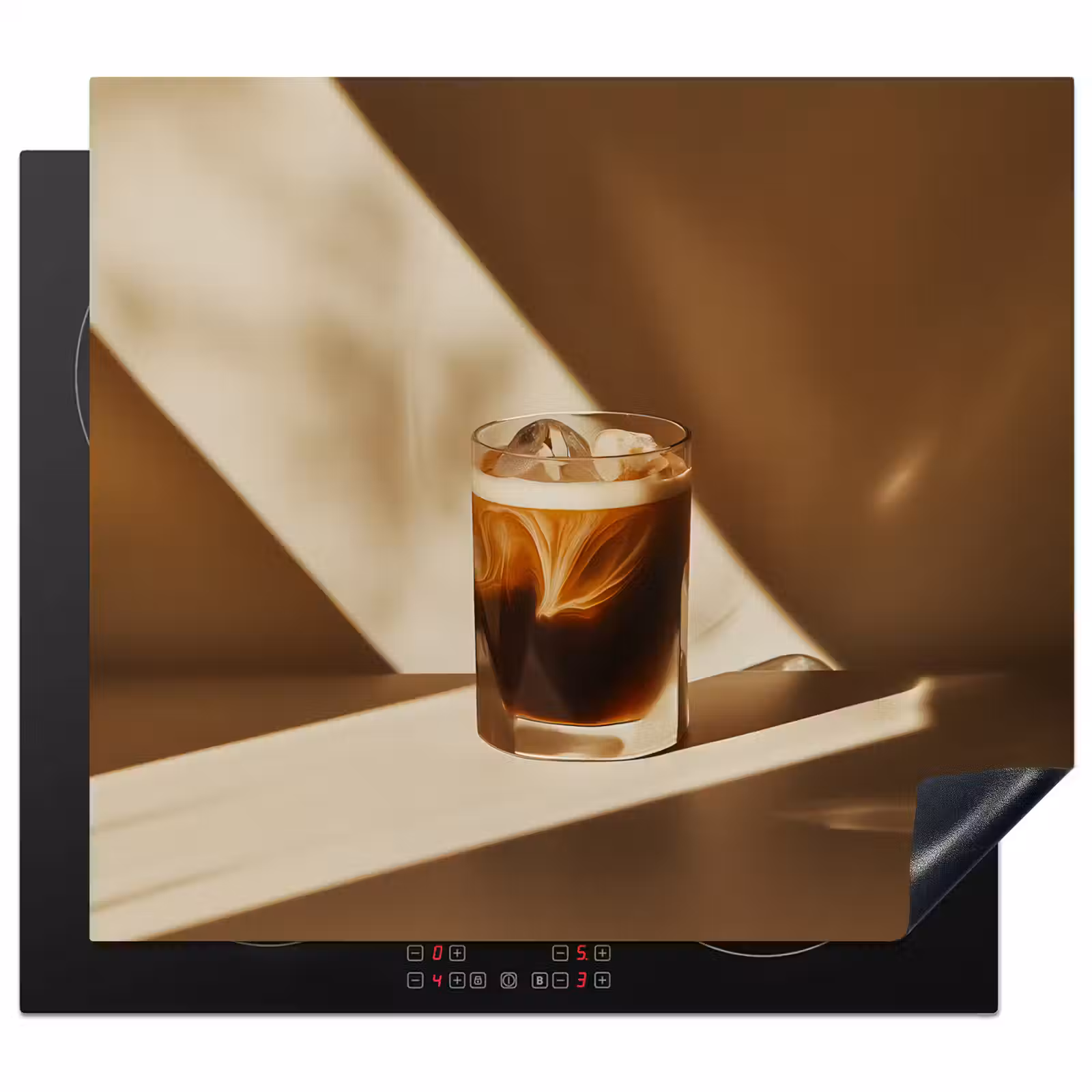 Herdabdeckplatte - Glas - Eiskaffee - Schatten - Braun — 1