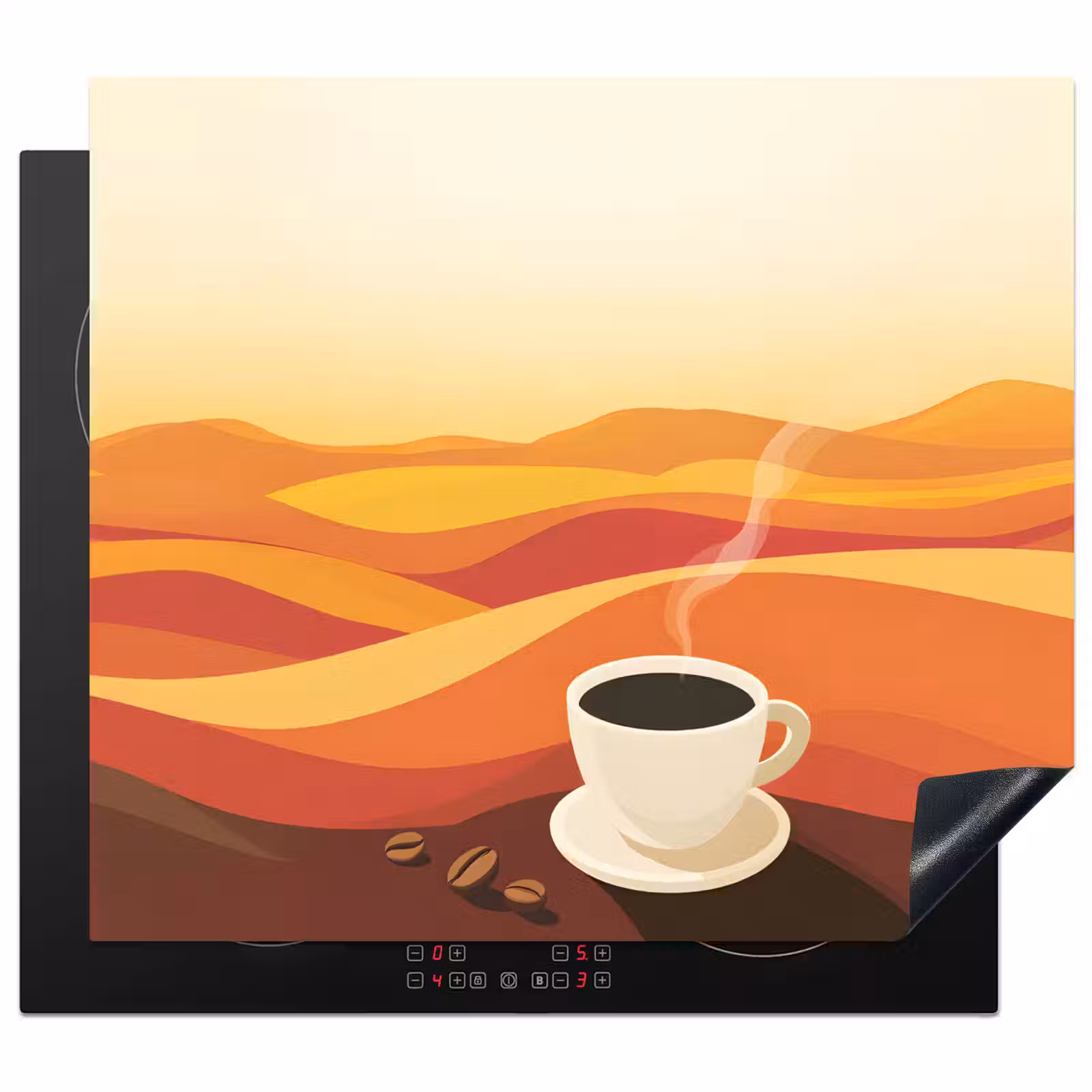 Herdabdeckplatte - Kaffee - Landschaft - Orange - Kaffeebohnen — 1