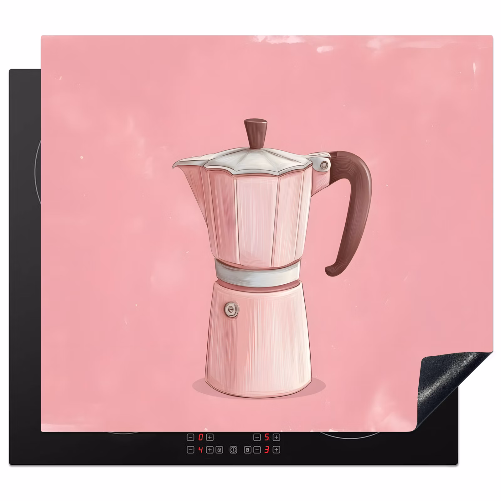 Herdabdeckplatte - Rosa - Becher Kanne - Illustration - Kaffee — 1