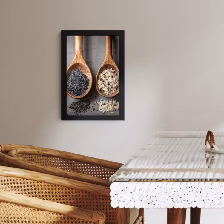 Bilder mit Rahme - Holz - Löffel - Reis - Saatgut — 2