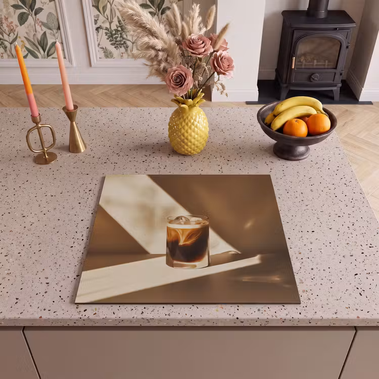 Herdabdeckplatte - Glas - Eiskaffee - Schatten - Braun — 3