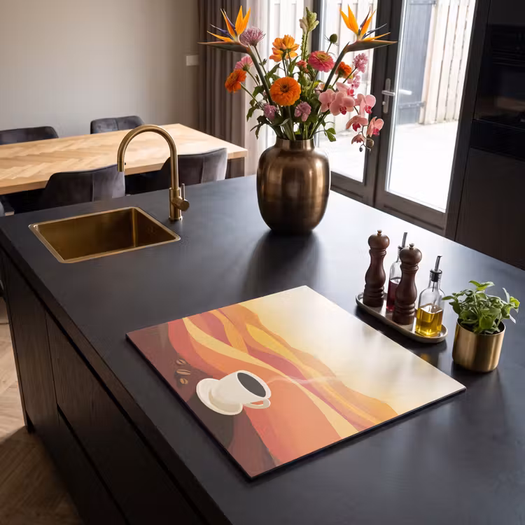 Herdabdeckplatte - Kaffee - Landschaft - Orange - Kaffeebohnen — 2