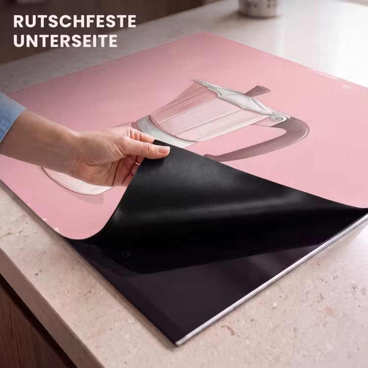 Herdabdeckplatte - Rosa - Becher Kanne - Illustration - Kaffee — 6