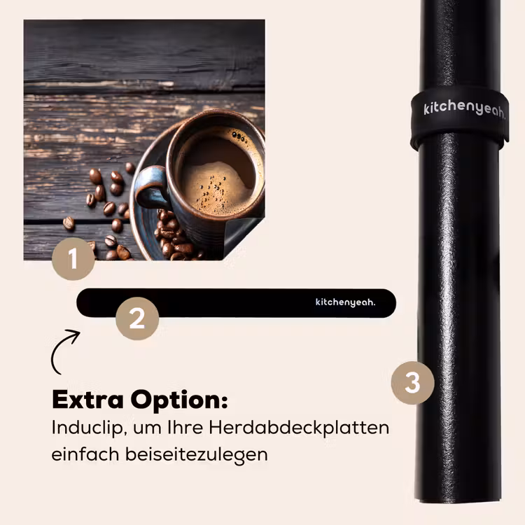 Herdabdeckplatte - Tasse - Kaffee - Holz - Bohnen — 8
