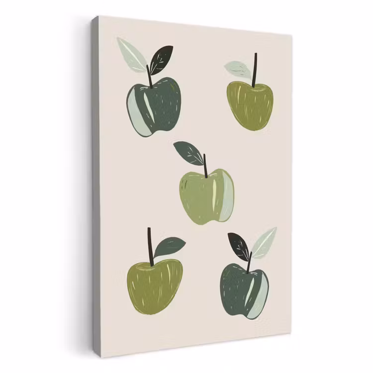 KitchenYeah - Küche - Leinwand - Äpfel - Grün - Illustration - Blätter — 1