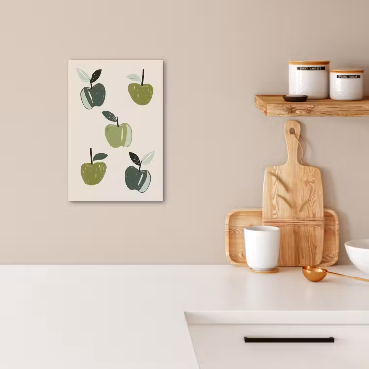 KitchenYeah - Küche - Leinwand - Äpfel - Grün - Illustration - Blätter — 5