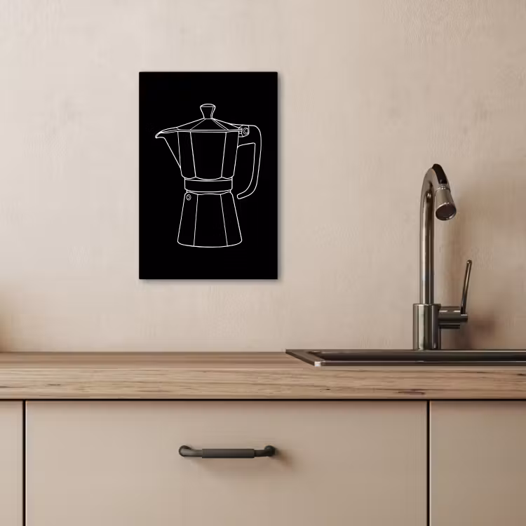 KitchenYeah - Küche - Leinwand - Becher Topf - Schwarz - Weiß - Strichzeichnung — 3