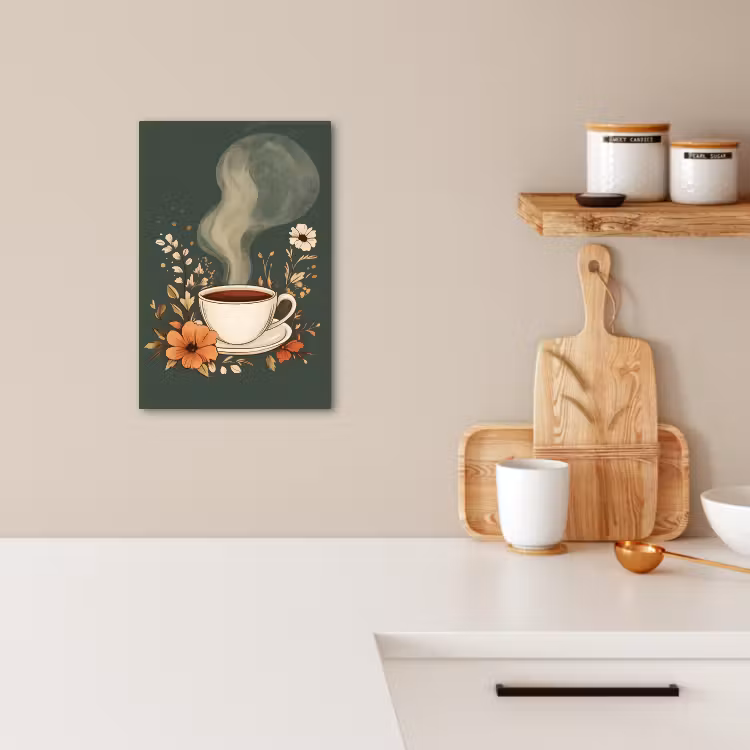 KitchenYeah - Küche - Leinwand - Tasse - Blumen - Grün - Kaffee — 4