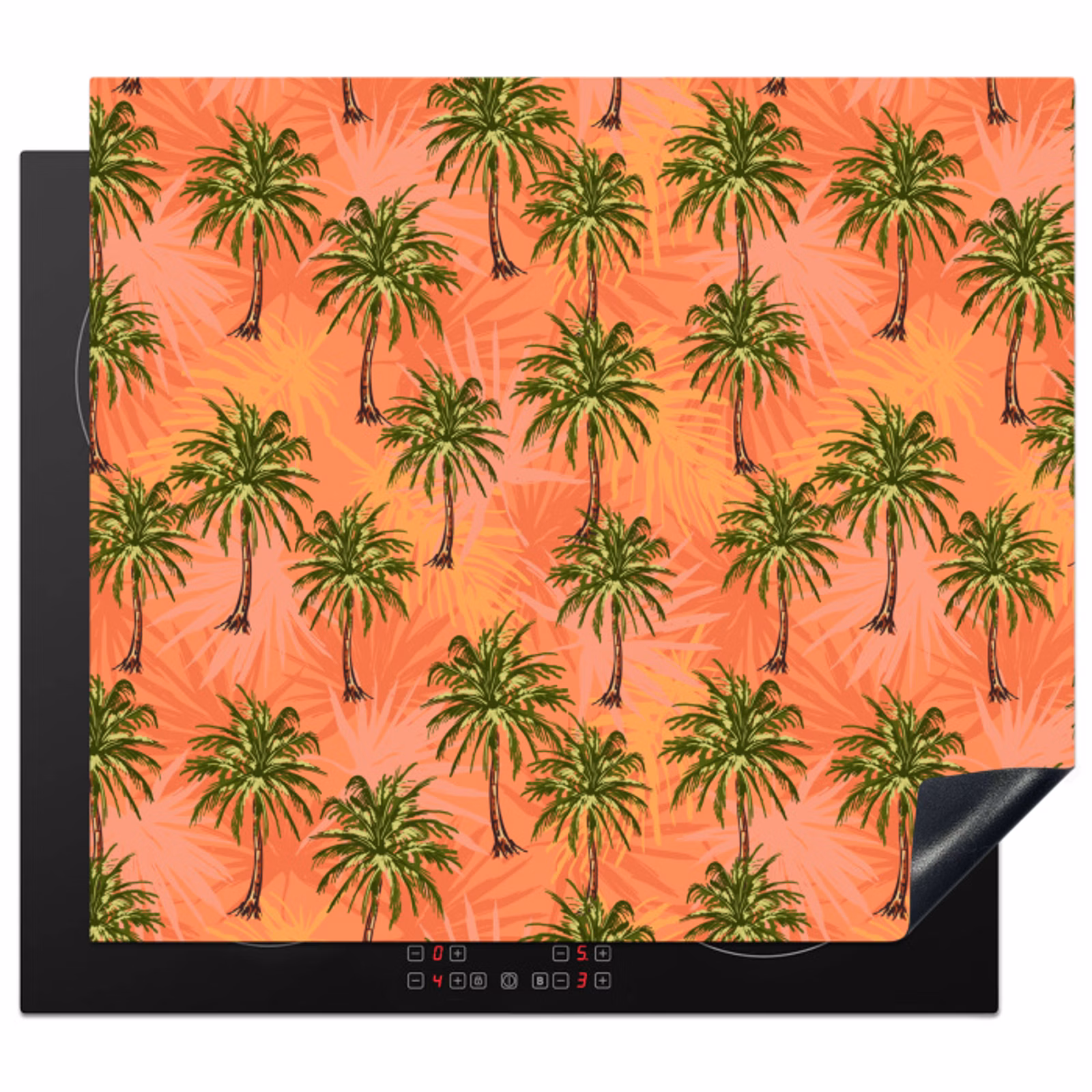 Herdabdeckplatte - Nostalgisch - Küste - Meer - Palmen - Orange - Gelb — 1