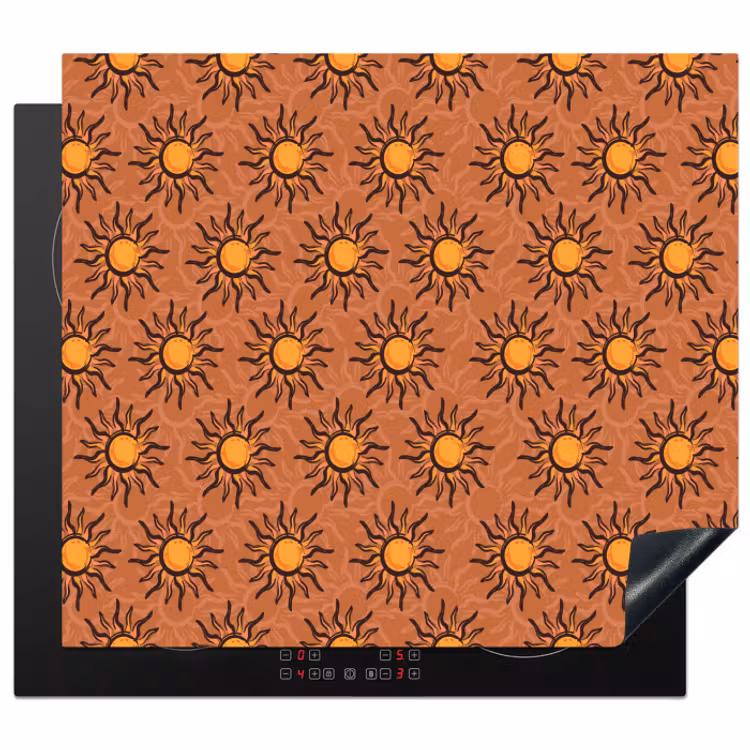 Herdabdeckplatte - Nostalgisch - Küste - Meer - Sonnig - Braun - Orange — 1