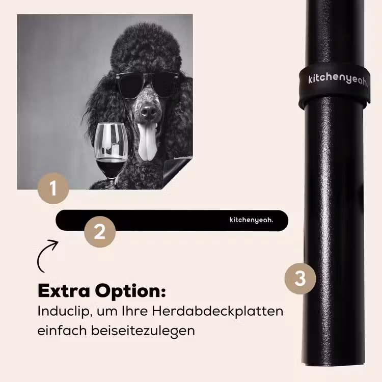 Herdabdeckplatte - Hund - Locken - Sonnenbrille - Wein — 8