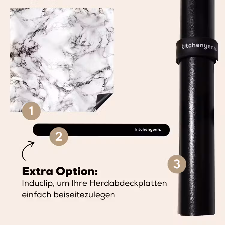 Herdabdeckplatte - Marmor - Schwarz - Dramatisch - Weiß — 8
