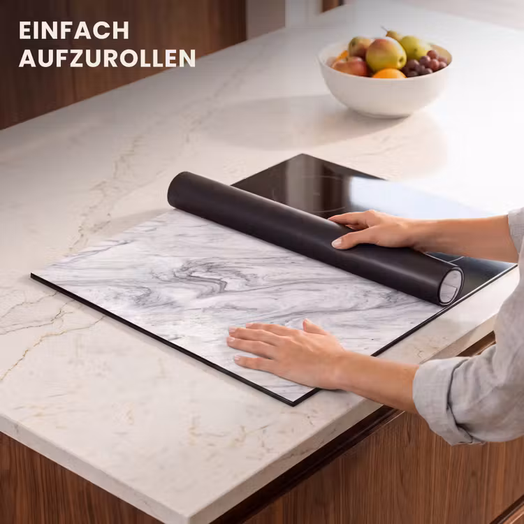 Herdabdeckplatte - Wirbelnd - Graue Textur - Marmor - Weiß — 7