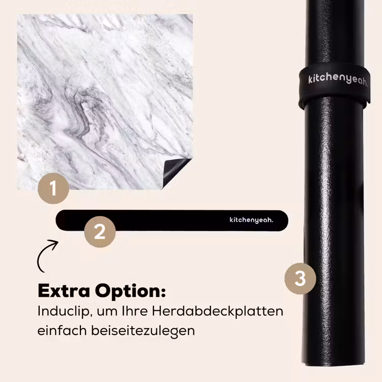 Herdabdeckplatte - Wirbelnd - Graue Textur - Marmor - Weiß — 8