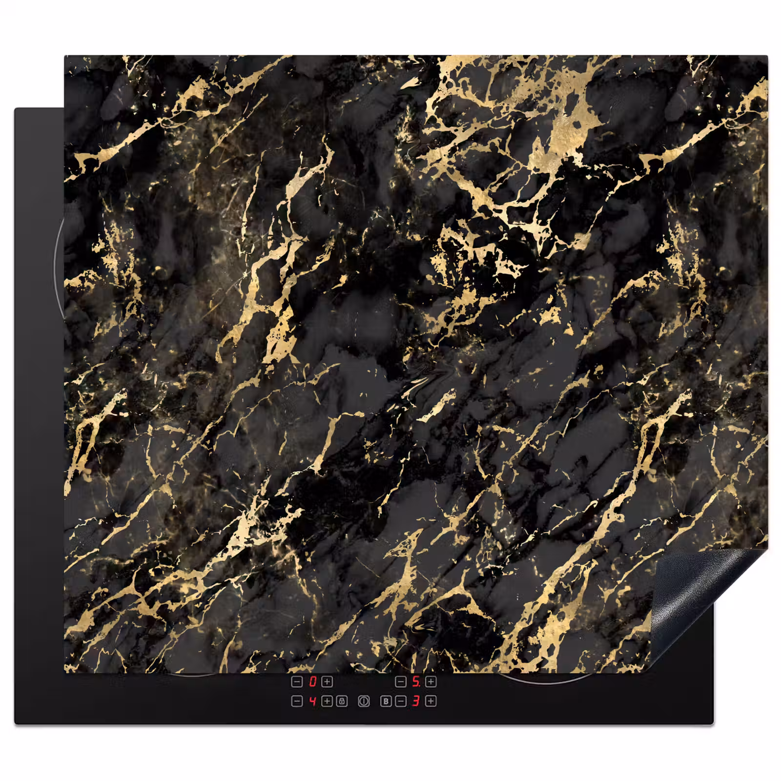 Herdabdeckplatte - Marmor - Schwarz - Goldstruktur — 1