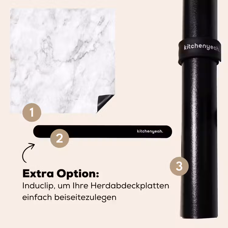 Herdabdeckplatte - Klassisch - Marmor - Adern - Grau — 8