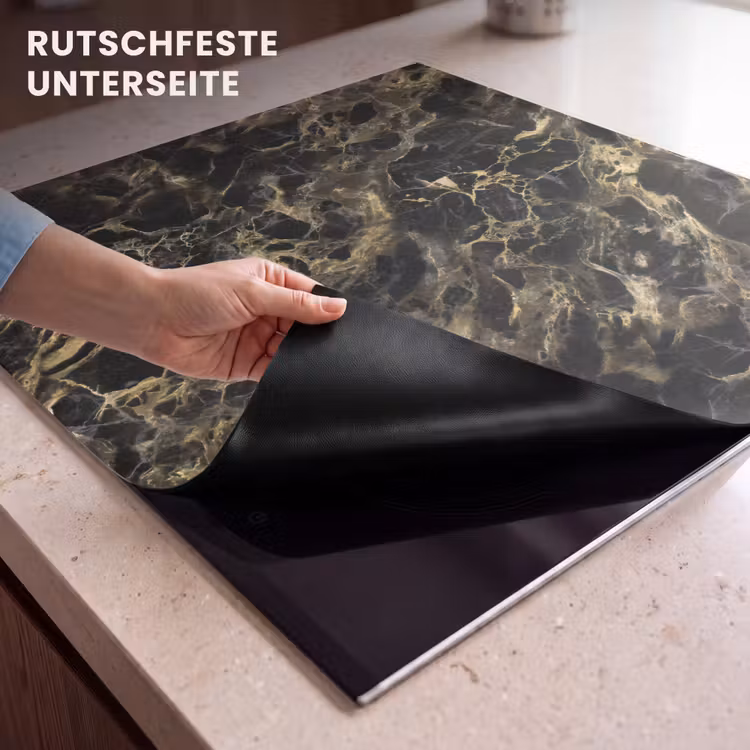 Herdabdeckplatte - Kristall - Gold - Schwarz - Marmor — 6
