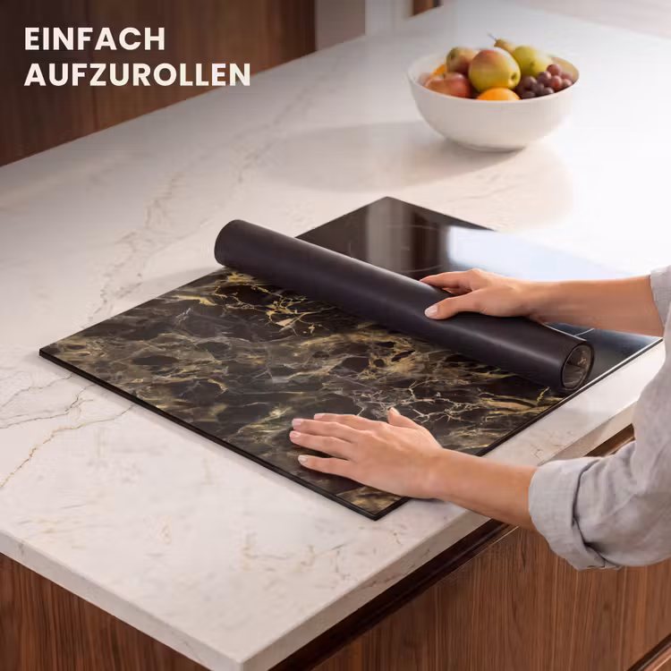 Herdabdeckplatte - Kristall - Gold - Schwarz - Marmor — 7