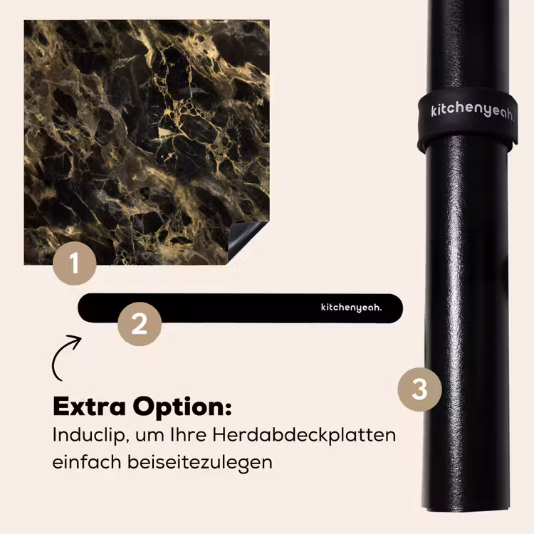 Herdabdeckplatte - Kristall - Gold - Schwarz - Marmor — 8