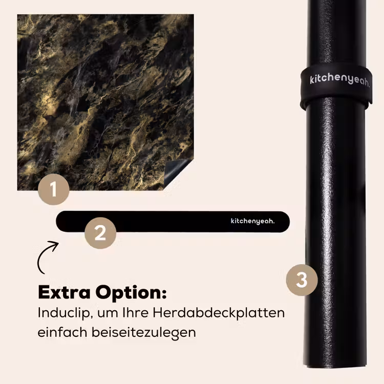 Herdabdeckplatte - Marmor - Schwarz - Gold — 8