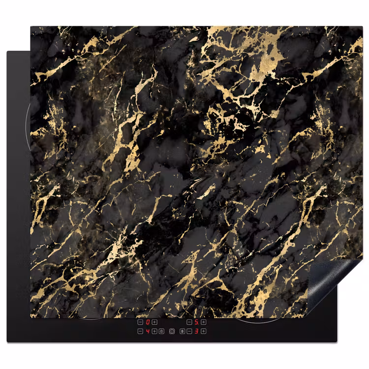 Herdabdeckplatte - Marmor - Schwarz - Goldstruktur — 1