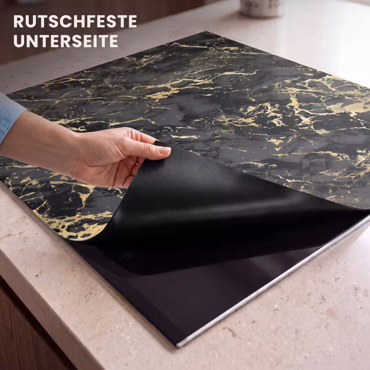 Herdabdeckplatte - Marmor - Schwarz - Goldstruktur — 6
