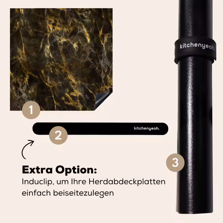 Herdabdeckplatte - Schwarz - Marmor - Gold — 8