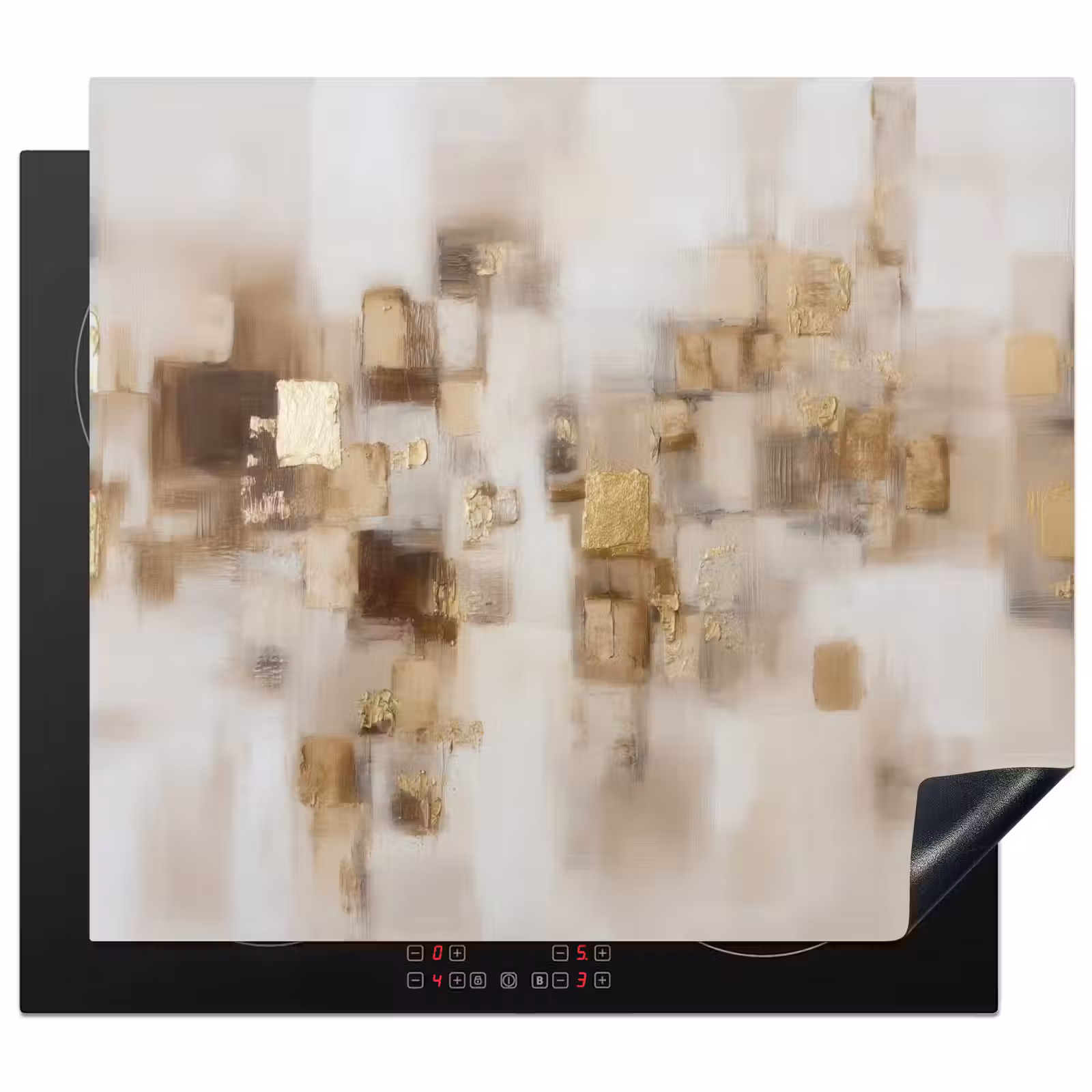 Herdabdeckplatte - Abstrakte Quadrate - Erdtöne - Neblig — 1
