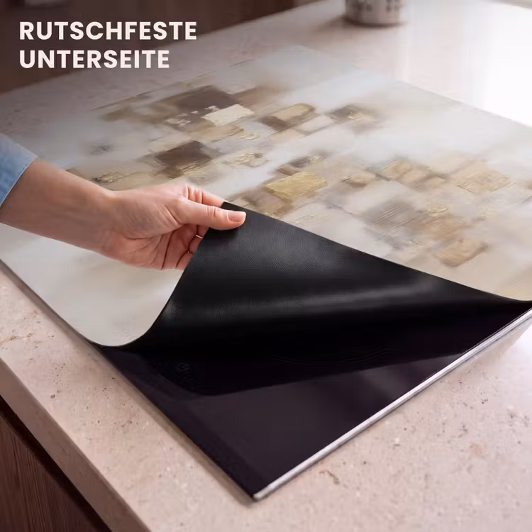 Herdabdeckplatte - Abstrakte Quadrate - Erdtöne - Neblig — 6