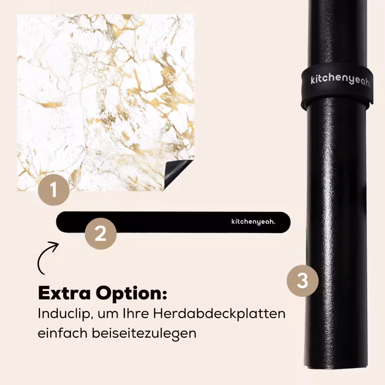 Herdabdeckplatte - Weiß - Marmor - Luxus - Gold — 8