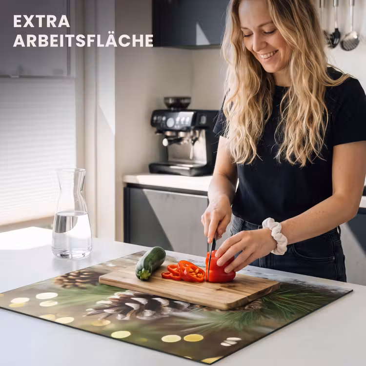 Herdabdeckplatte - Tannenzapfen - Weihnachtsstimmung - Braun - Grün — 5