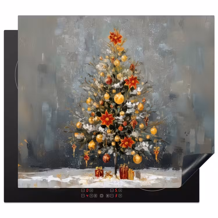 Herdabdeckplatte - Weihnachtsbaum - Geschenke - Rot - Gold — 1